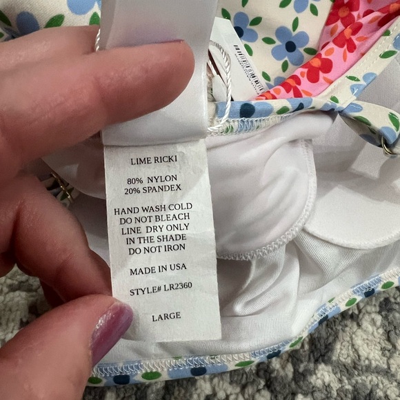 Lime Ricki Blue and Green Floral Bikini Top - Picture 7 of 7